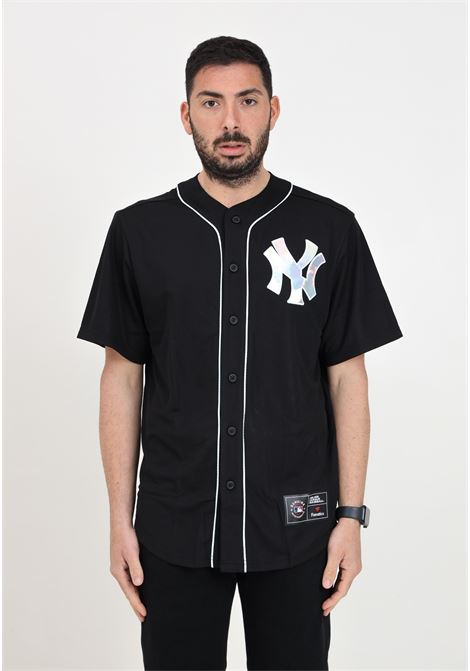 Camicia da uomo nera con bordi Yankees Holographic franc Fanatics | 007N-06DA-NK-R8LBLACK/SALTWATER SLIDE